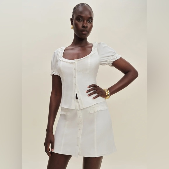 Reformation Janell Two Piece Ivory - Size 2 - Picture 1 of 9